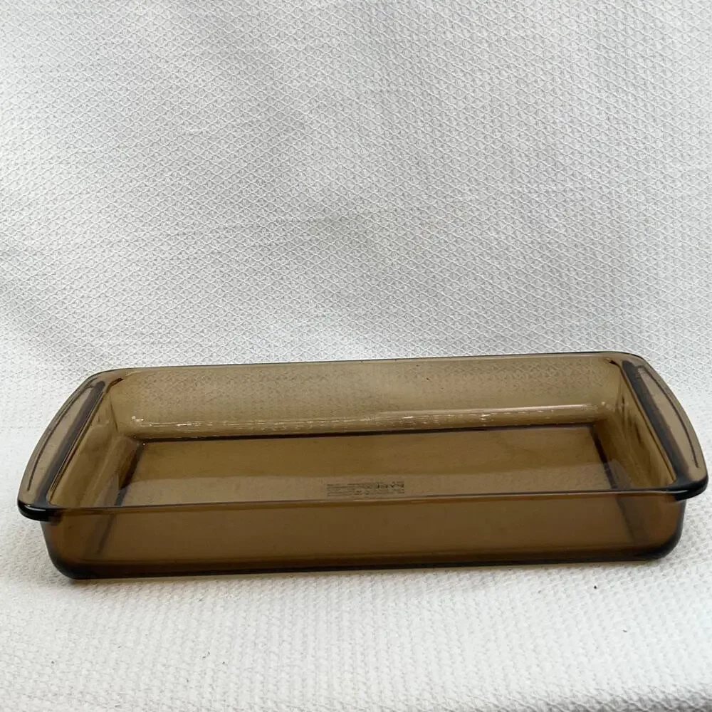 Vintage 1960s-1970s PYREX 9x13 Baking Dish Smoke Brown Glass USA 233-N